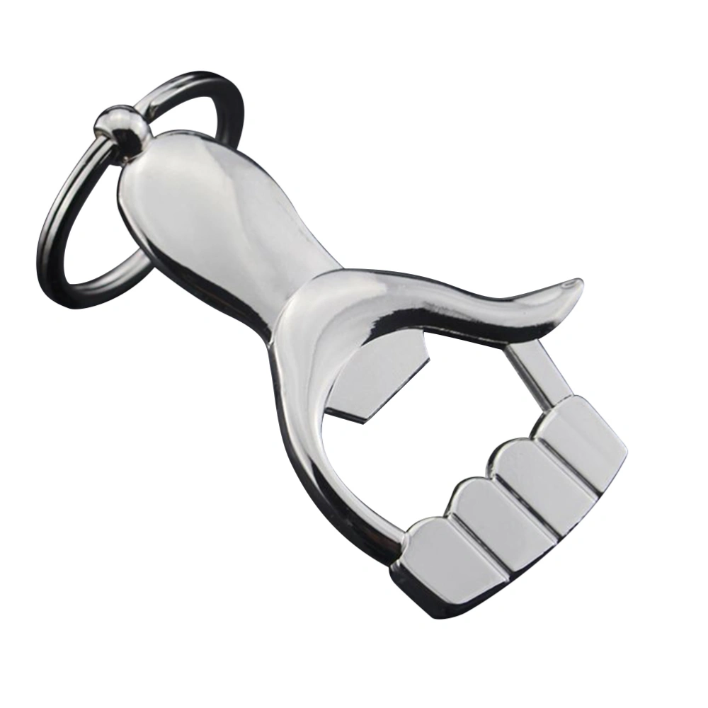 Hand-shaped Keychain Metal Wine Bottle Opener Beverage Can Opener Great Gift Palm Thumb Up Keyring (Silver)