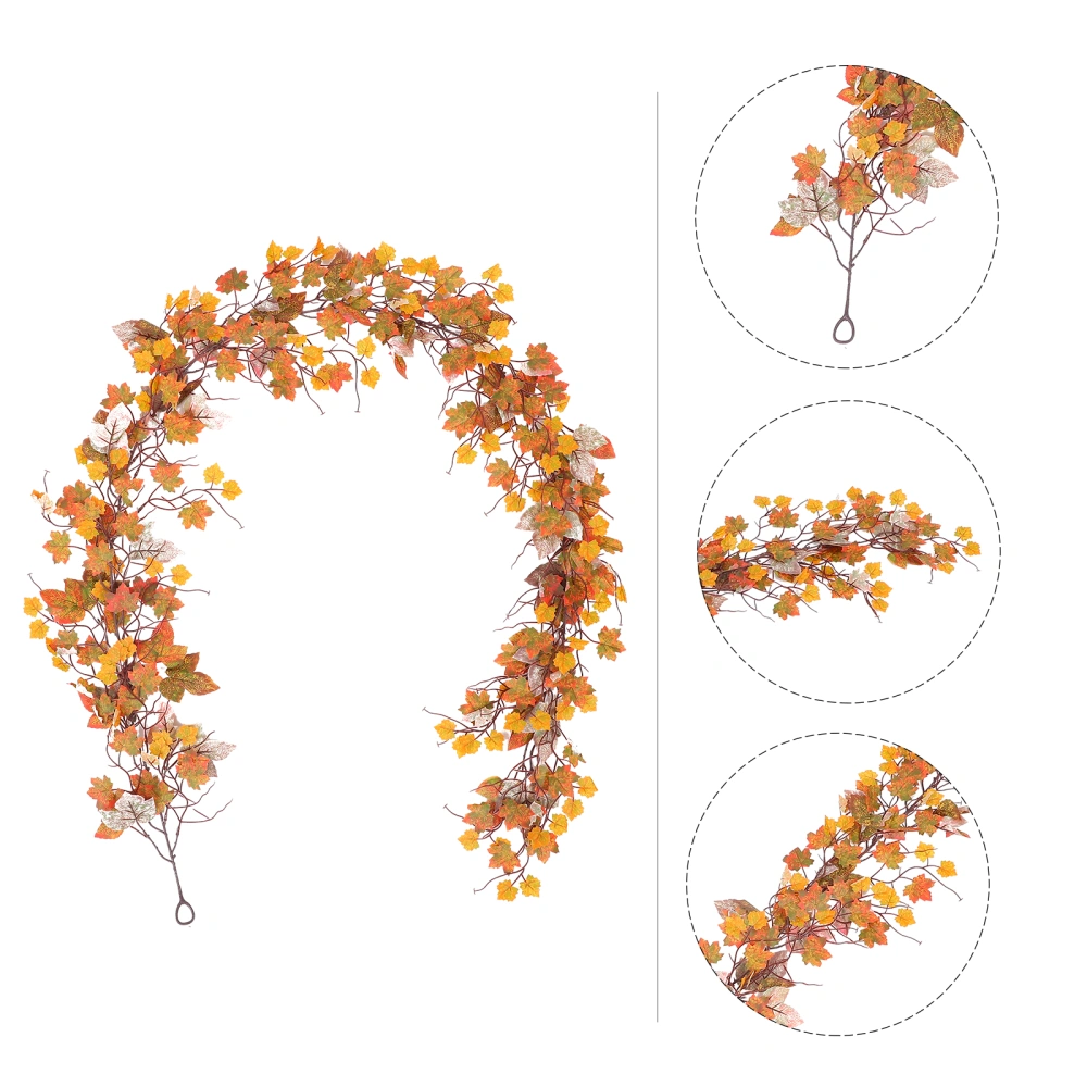 1Pc Simulated Maple Leaf Decor Creative Hanging Rattan Scene Layout Plant Orange