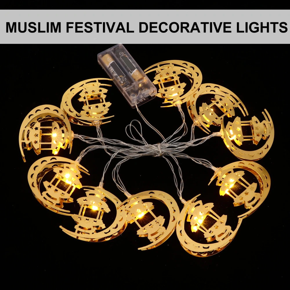 1Set Moon Design LED String Light Muslim Eid Hanging String Lamp Without Battery