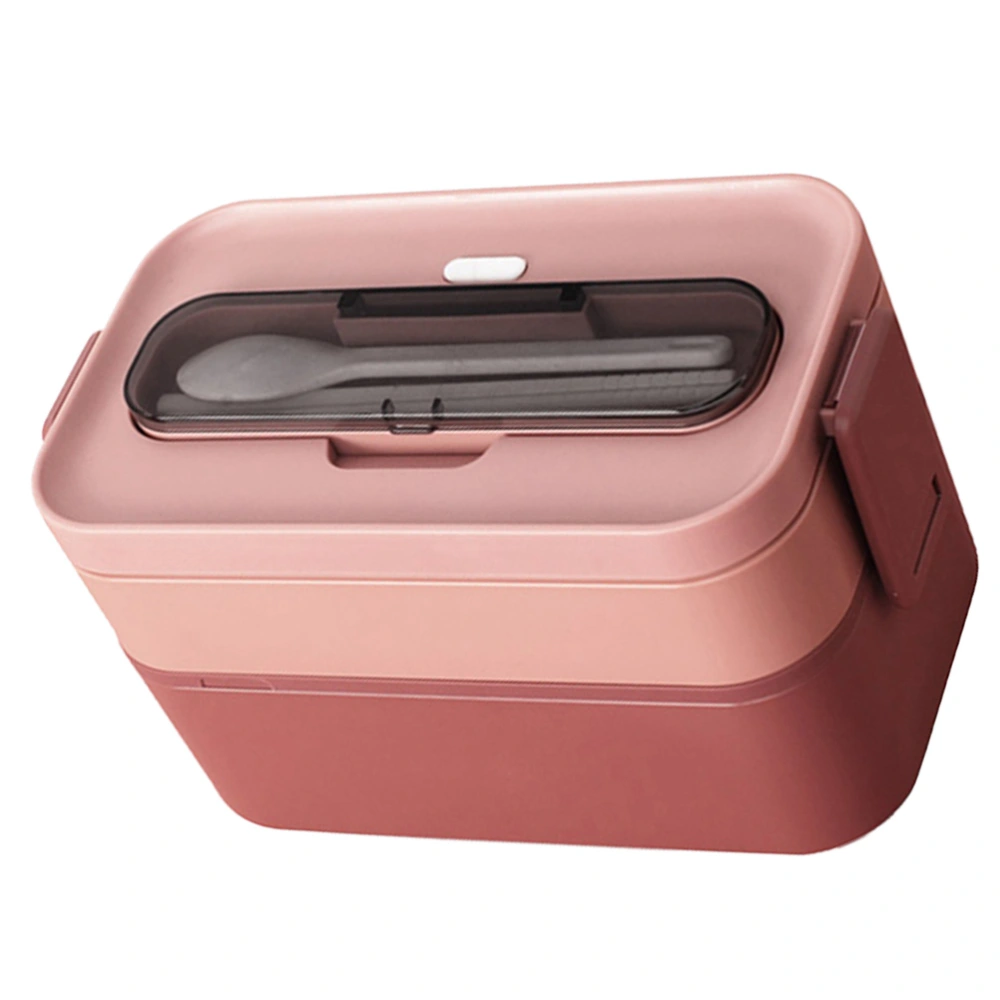 1600ML Students Worker Lunch Box with Tableware Double-Layer Plastic Bento Box