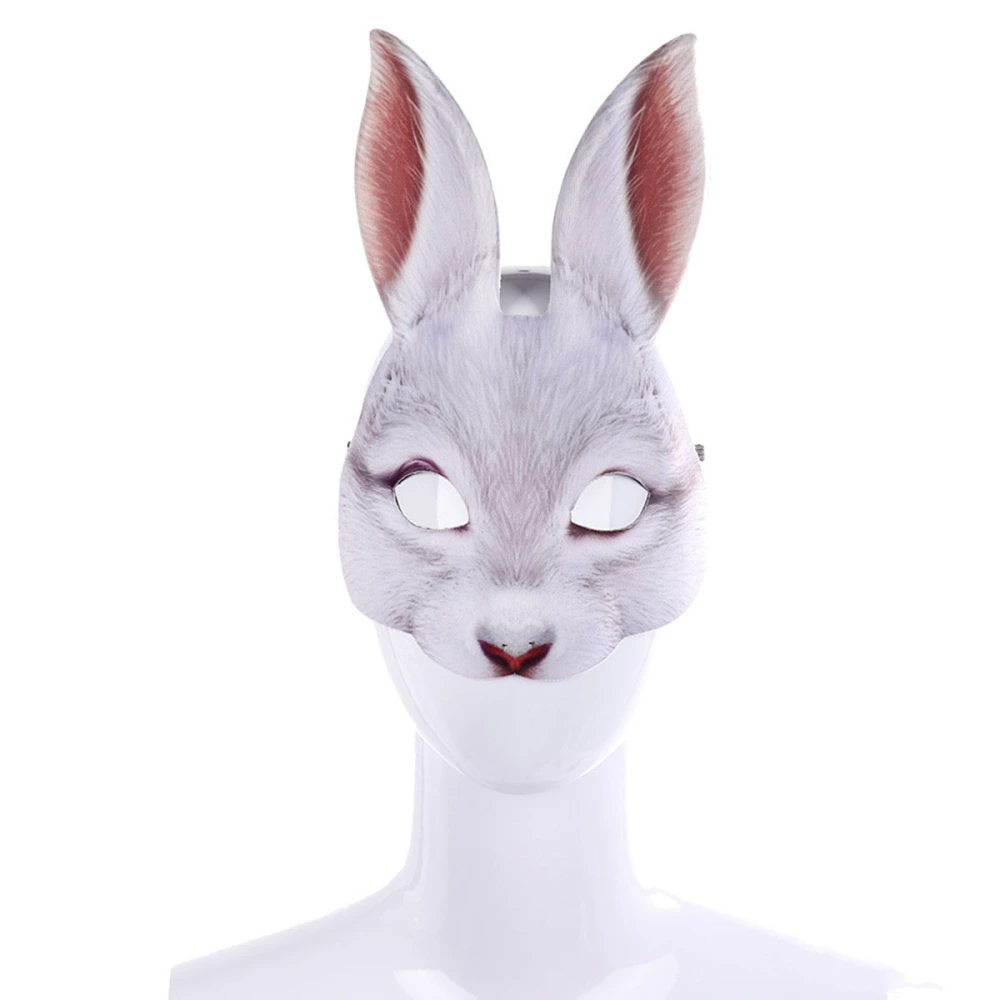 Half-Face Rabbit Mask Creative Funny Decor Rabbit Ear EVA Mask for Party Festival Club (White)