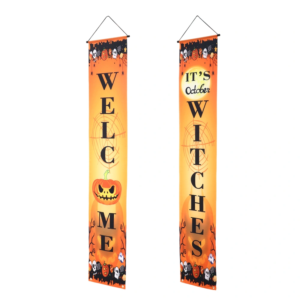 2Pcs Welcome Halloween Witches Door Sign Outdoor Indoor Decorations Banners