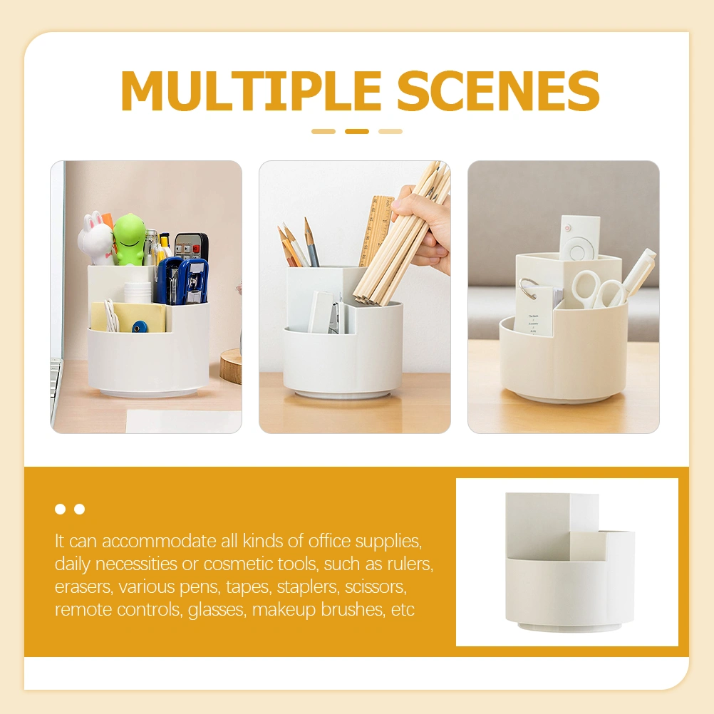 Multi Compartments Pencil Pen Holder Rotating Pen Organizers Stationery Supplies
