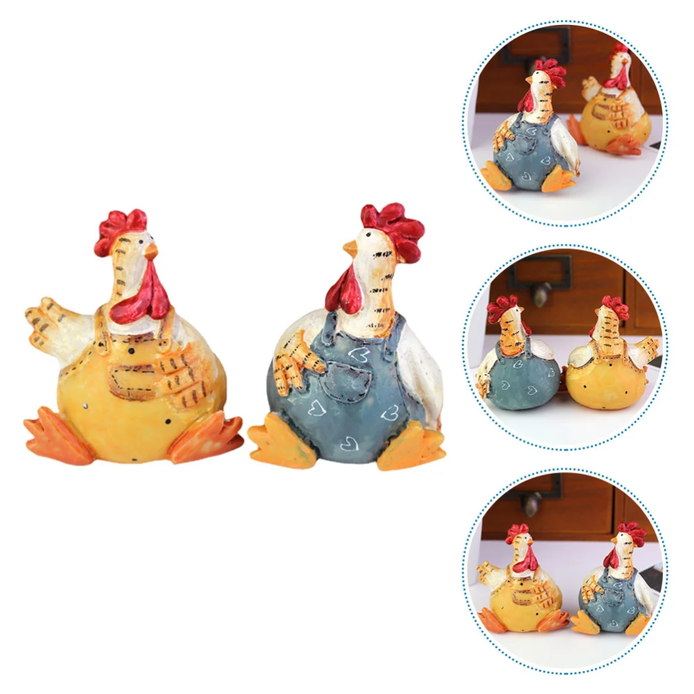 2pcs Easter Chicken Shape Craft Decorative Miniature Lovely Chicken Garden Decor