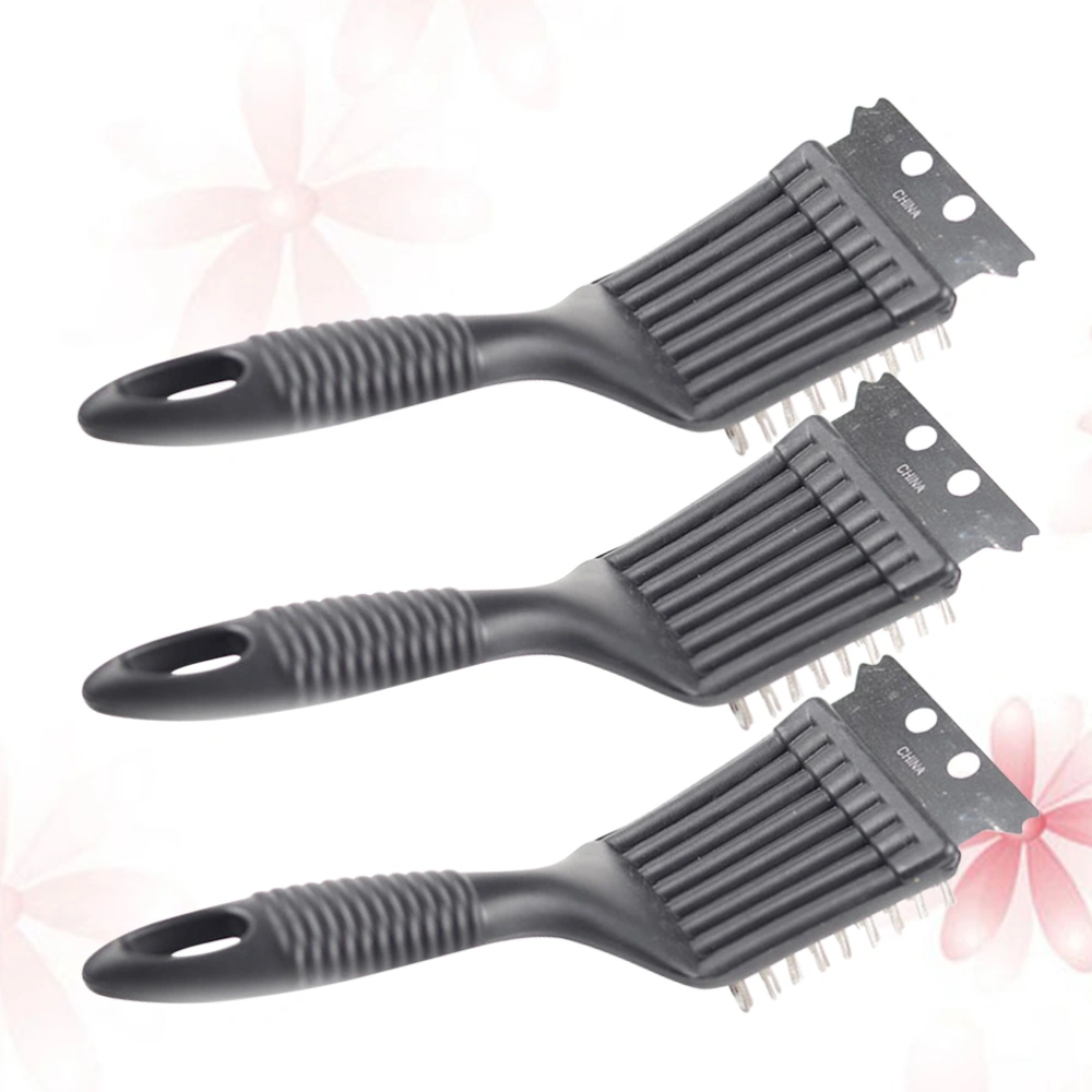 3PCS BBQ Grill Cleaning Brush Multifunctional Plastic Handle Barbecue Brush Stainless Steel Cleaning Brush Scraper