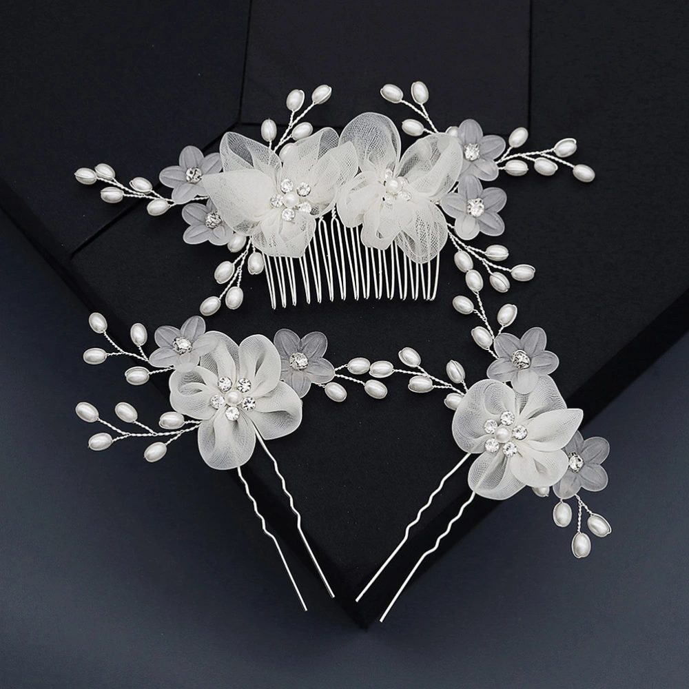 3pcs U-shaped Hairpins Pearl Hair Sticks Bride Hair Comb Hair Accessories