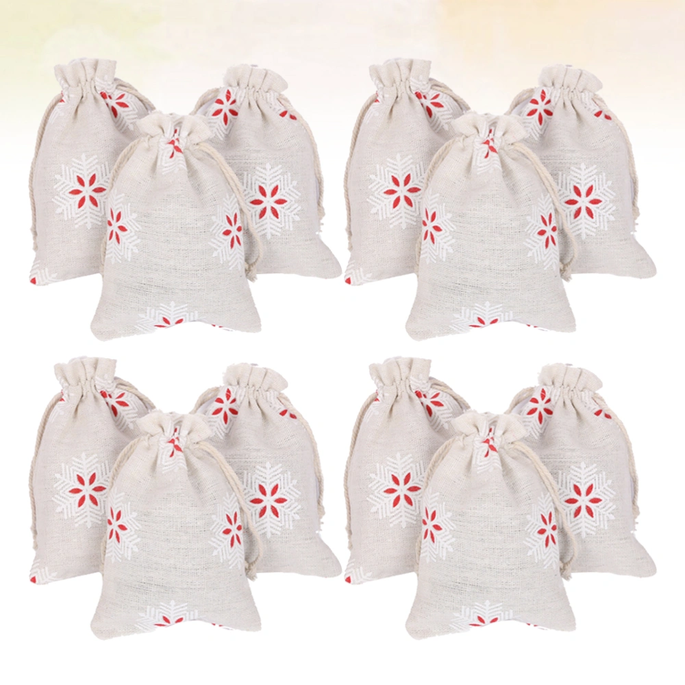 25pcs Christmas Snow Bundle Bag Cotton Cloth Gift Pouch Jewelry Storage Bag (13x18cm)