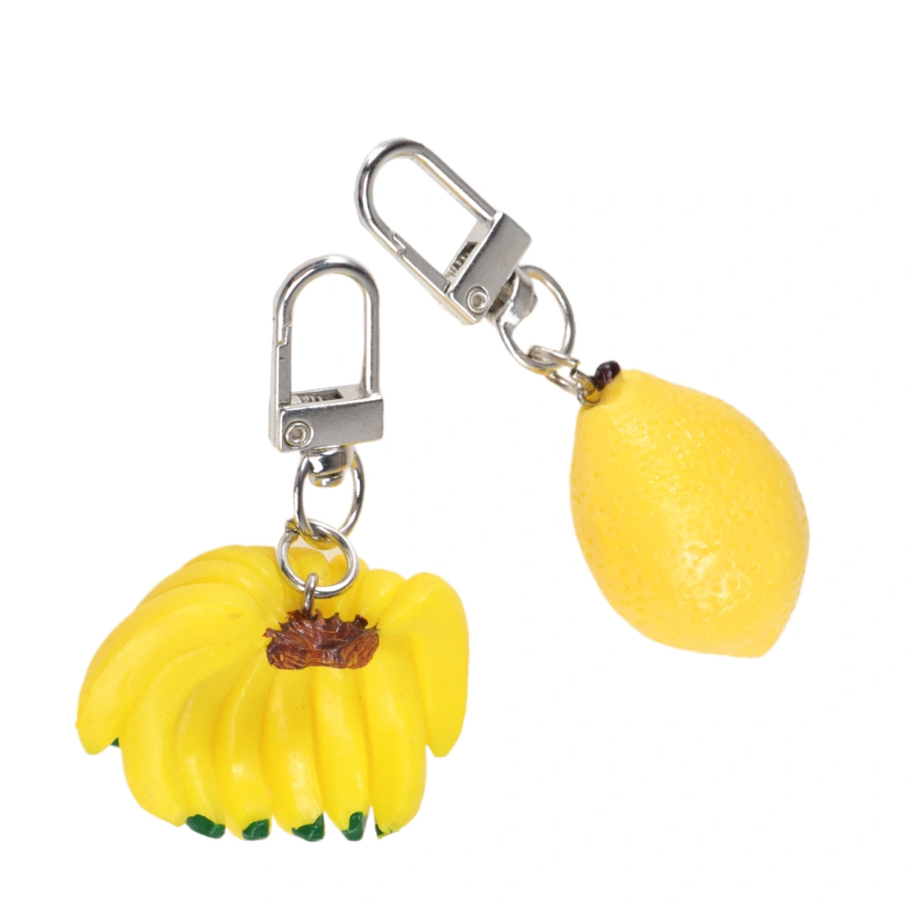 2pcs Exquisite Imitation Banana Lemon Hanging Key Rings Car Pendant Ornaments Key Holder Car Key Bag Hanging (Random Style)