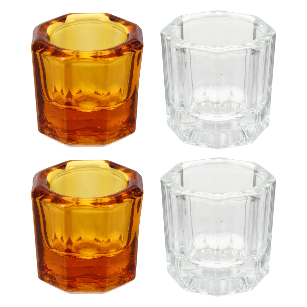 4pcs Octagon Cups Dental Mixing Glass Cups Dental Glass Dappen Mixing Cups