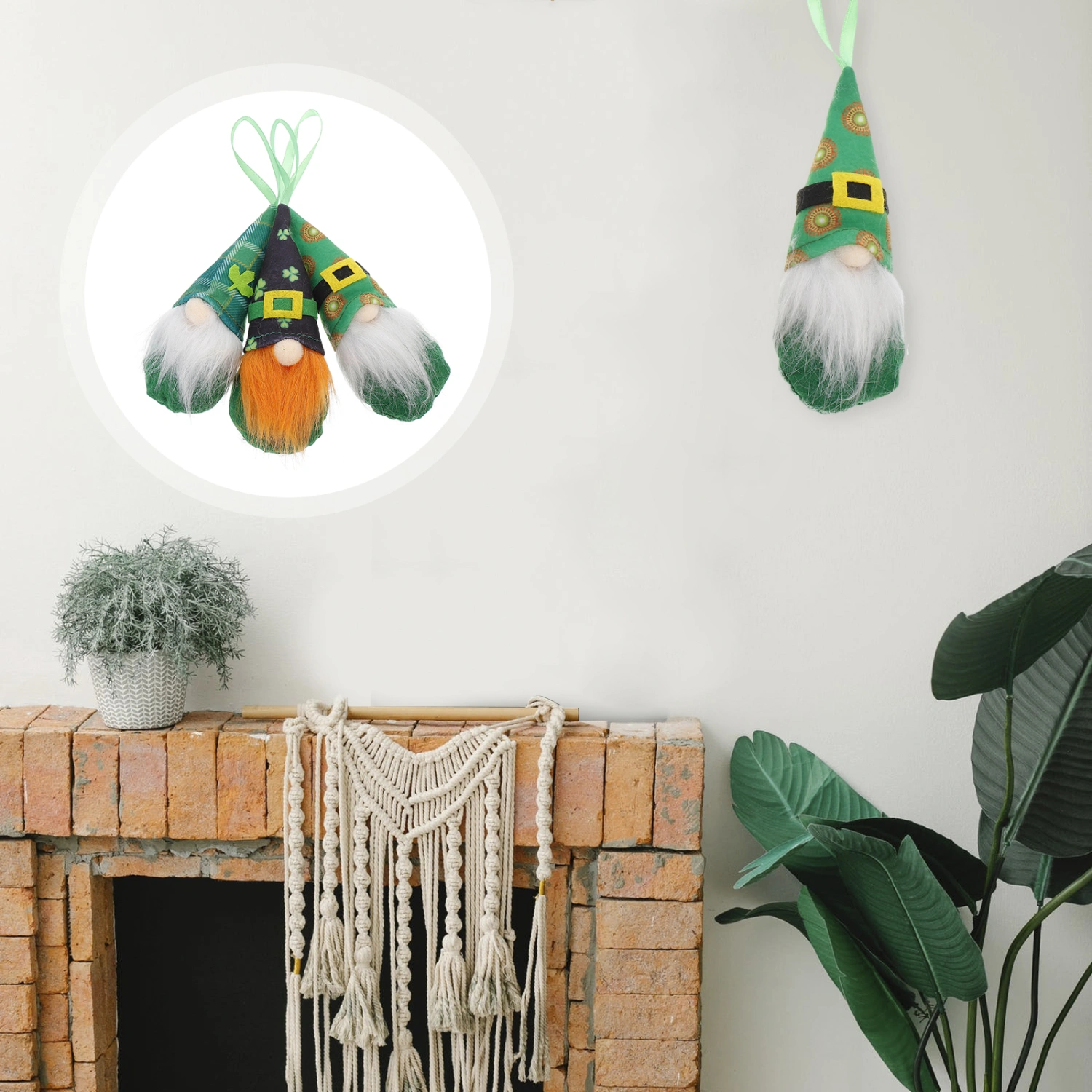 3pcs St. Patrick's Hanging Doll St. Patrick's Day Gnome St. Patrick's Day Doll