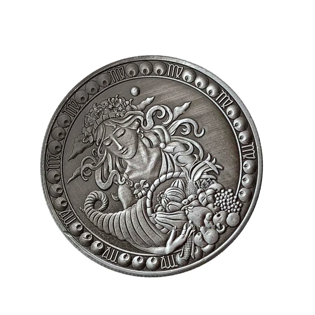 Vintage Twelve Constellations Commemorative Coin Stereoscopic Embossment Metal Coin Souvenir Gift Crafts (Virgo)