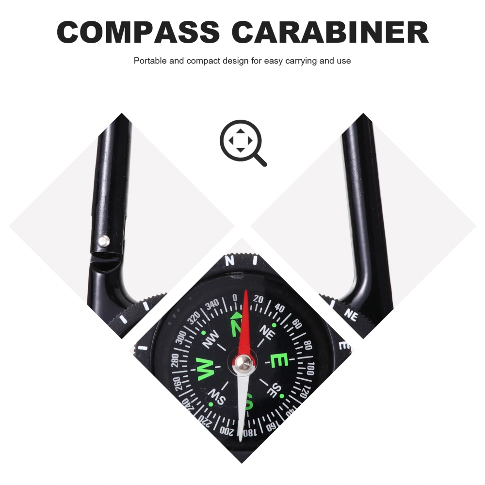 Pocket Camping Compass Portable Camping Hiking Carabiner Compass with Hook Ring