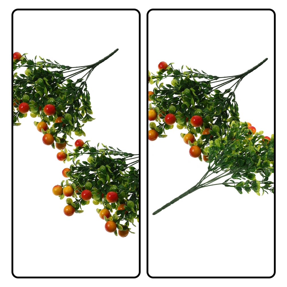 2Pcs Artificial Fruit Plants Branches Table Centerpiece Fruit Plant Ornaments Plastic Plants Branches