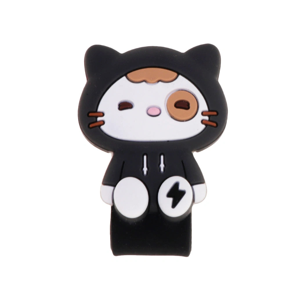 Silicone Cable Protector Case Storage Case Earphone Coiler Cartoon for Gift (Black)