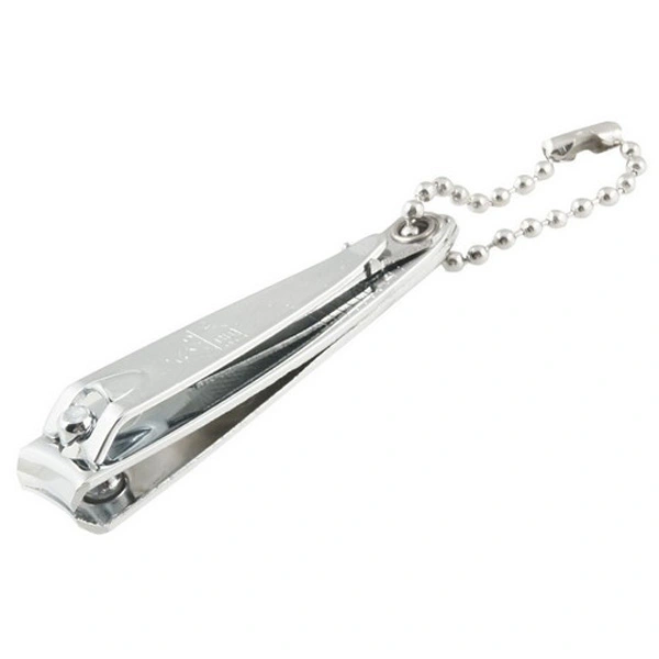 Portable Stainless Steel Beaded Keychain Manicure Toenail Nail Clipper with Nail File (Silver)