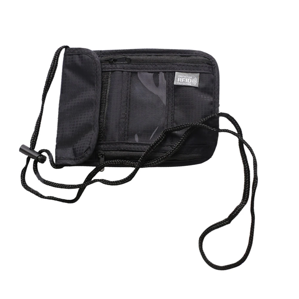 Travel Wallet Neck Hanging Bags Passport Holder Waterproof Passport Cover Credit Holder Shoulder Bag Phone Bag (Black)