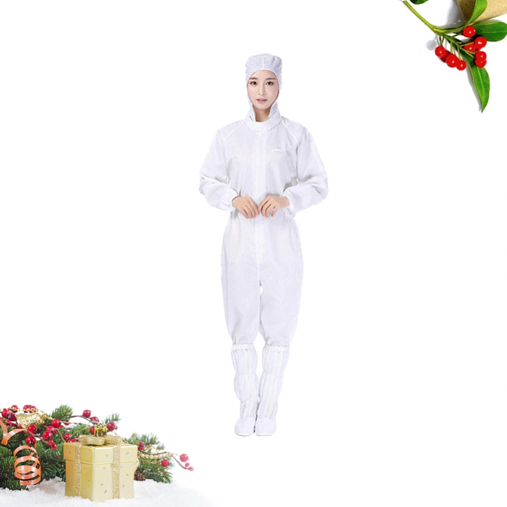 Plague Prevention Isolation Clothing Anti-static Full Body Protective Clothing One-piece Hooded Coat Dustproof Clothes Without Shoes for Outdoor Wearing - Size L (White)