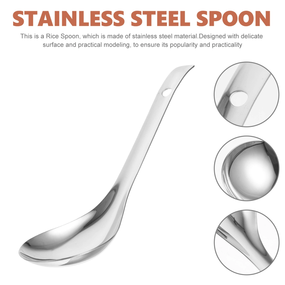 Stainless Steel Rice Spoon Long Handle Rice Spoon Simple Style Rice Scoop Kitchen Spoon