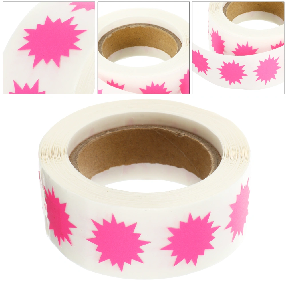 1 Roll/500pcs Decorative Stickers Fluorescent Color Label Explosion Pattern Label