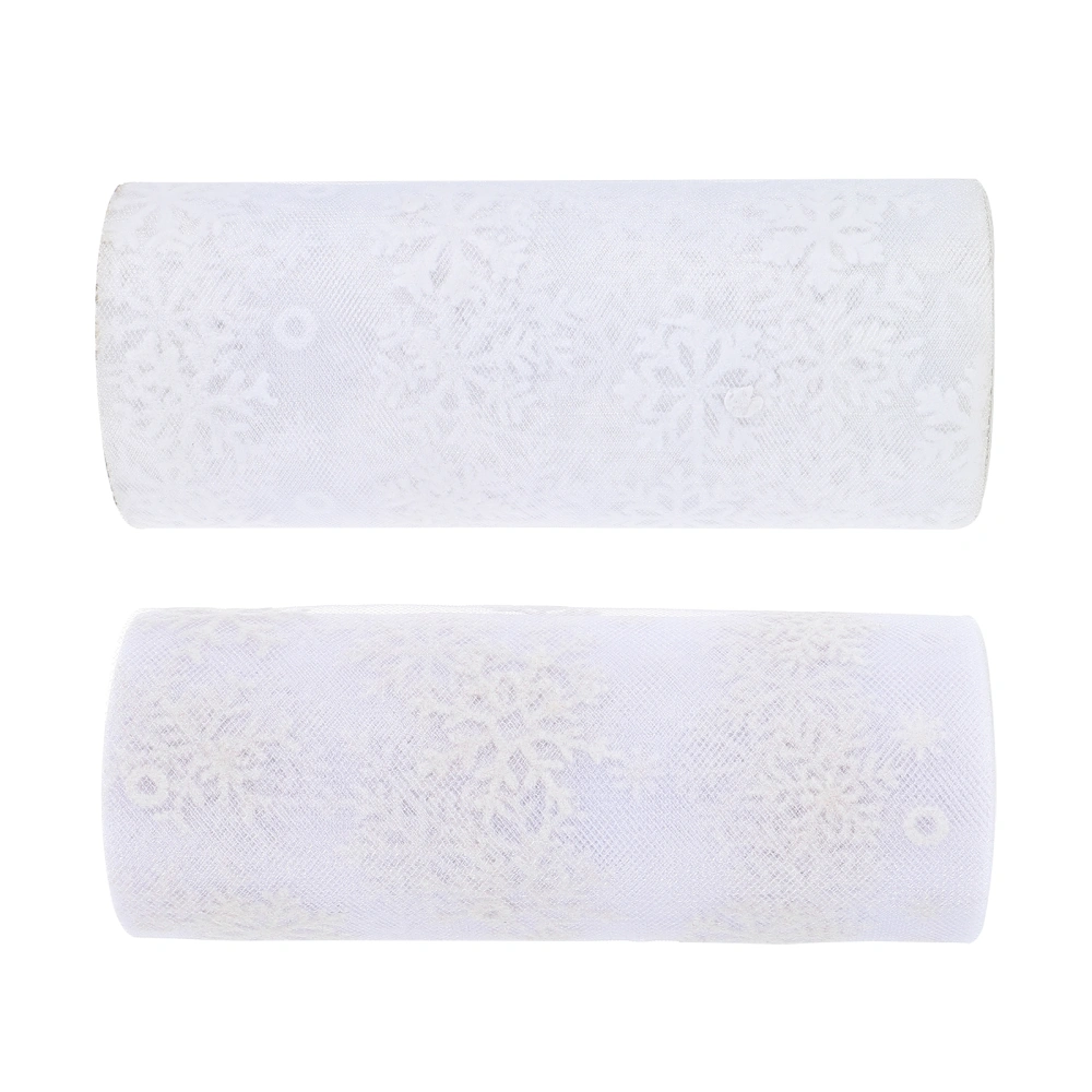 2 Rolls Christmas Snowflake Tulle Roll Glittering Gauze Christmas Decoration