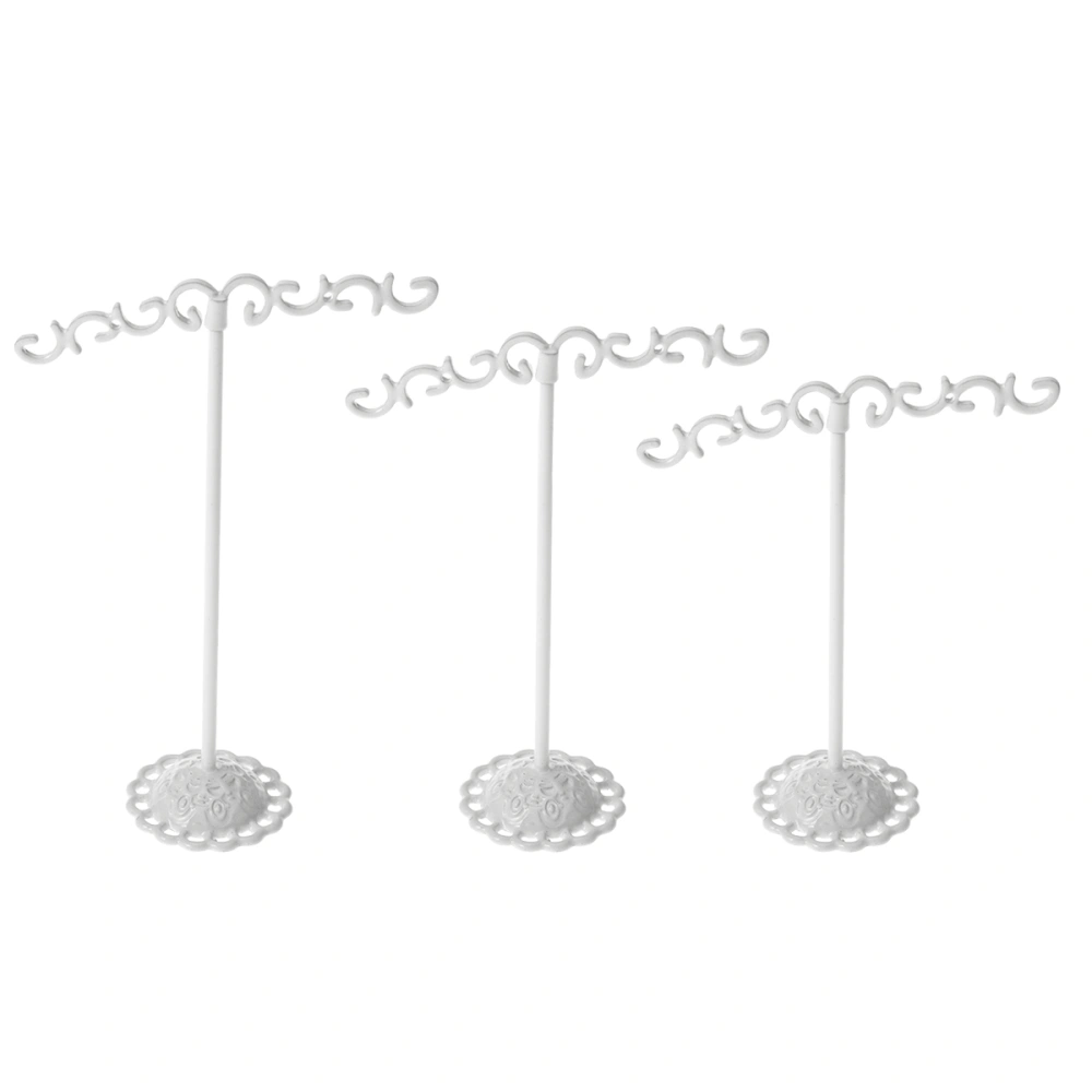 3pcs Metal Jewelry Tree Earrings Necklace Bracelet Organizer Display Rack Holder Stands (Scale Style/ White)