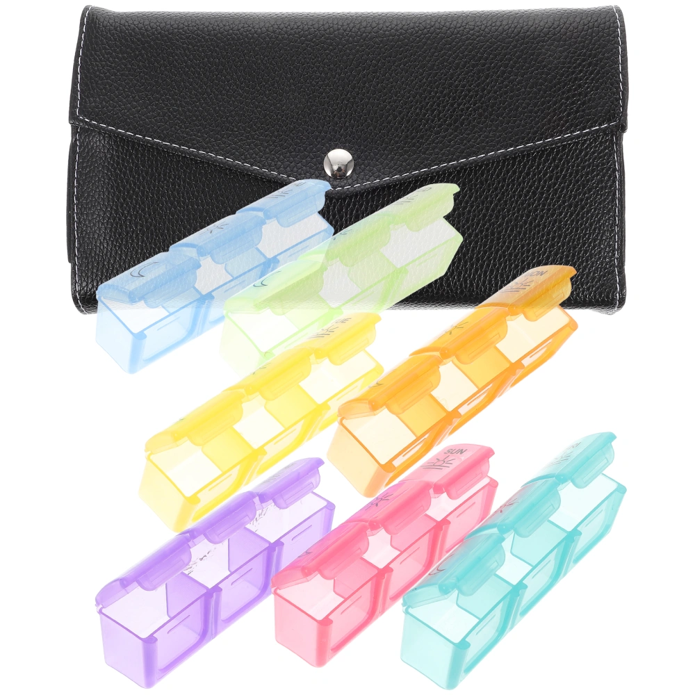 1 Set of Wallet Weekly Pill Case Portable Pill Storage Container Medicine Box