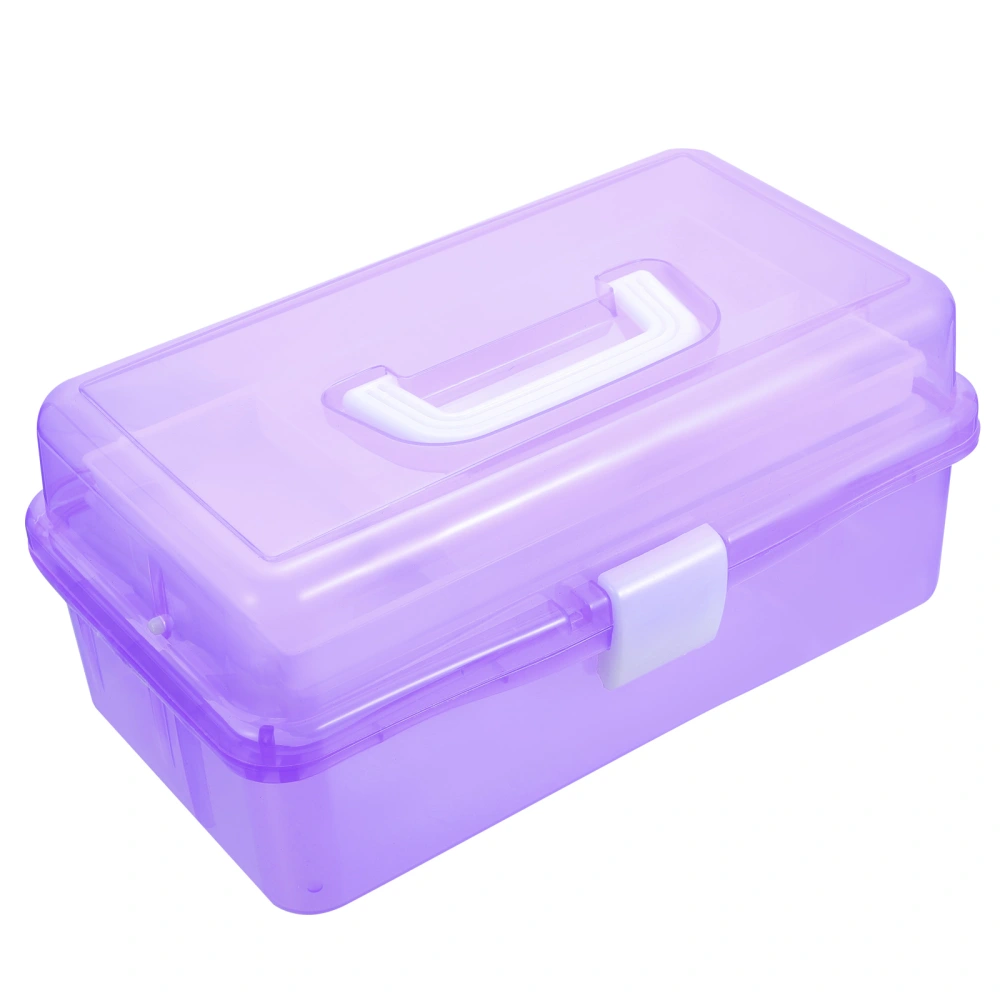 1pc Portable Handle Plastic Tool Box Three Layers Storage Box for Home