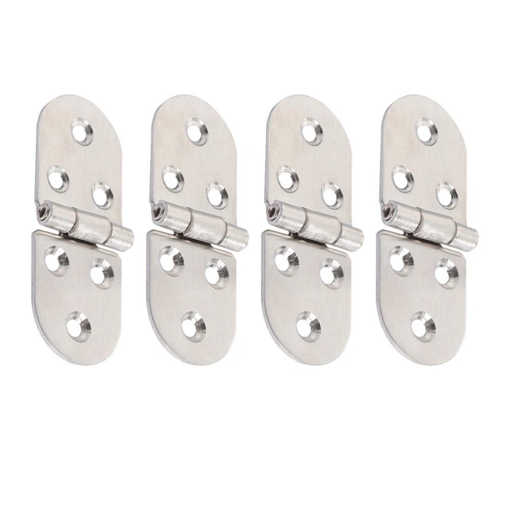 4Pcs Stainless Steel Semicircle Door Hinge Bearing Loose-leaf Door Hinge Frame Polished Marine Hinges with Screw