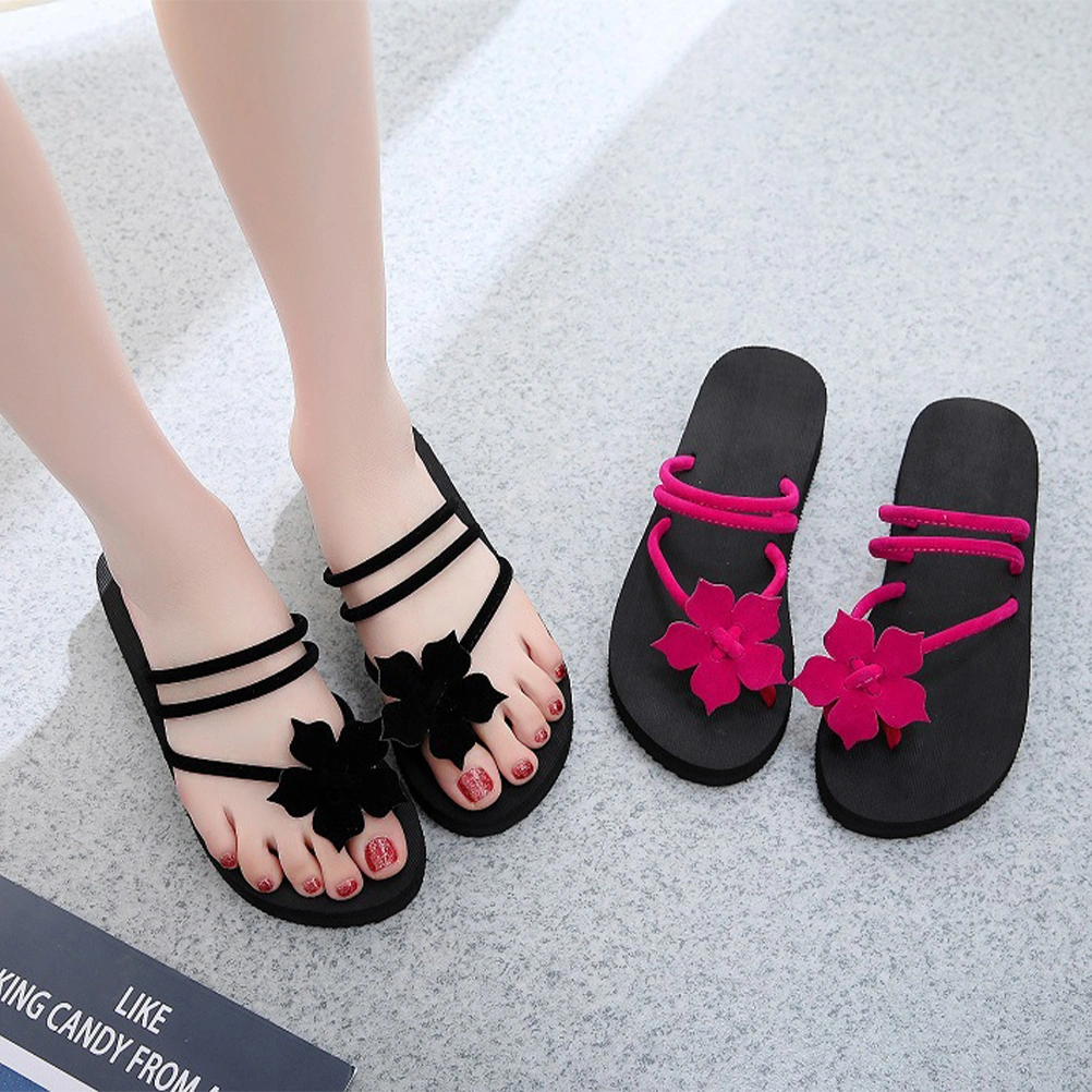 1 Pair Women Summer Beach Slipper Thick Soles Slippers Non-slip Resort Beach Slipper Flops Slipper Summer Shoes (Black 36 22CM, 5US, 2.5UK, 35.5EU, 8.646 Inch)