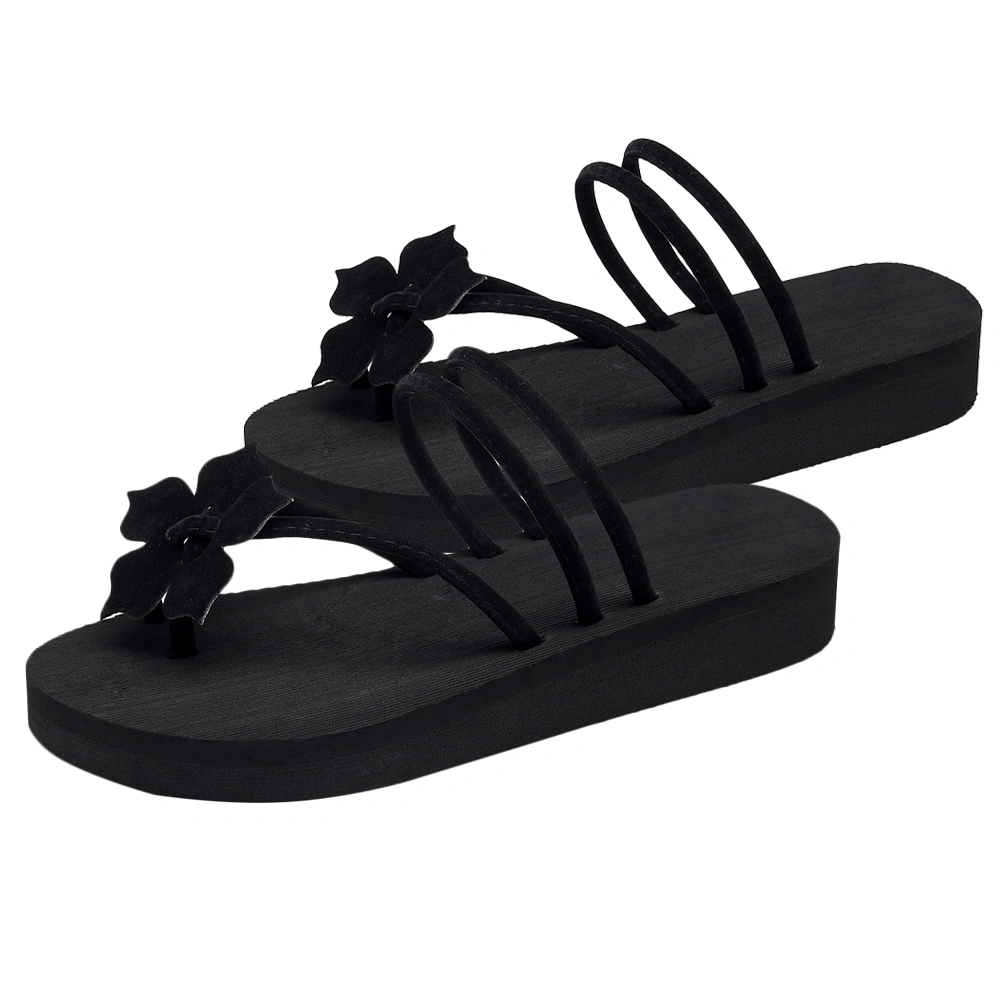 1 Pair Women Summer Beach Slipper Thick Soles Slippers Non-slip Resort Beach Slipper Flops Slipper Summer Shoes (Black 36 22CM, 5US, 2.5UK, 35.5EU, 8.646 Inch)
