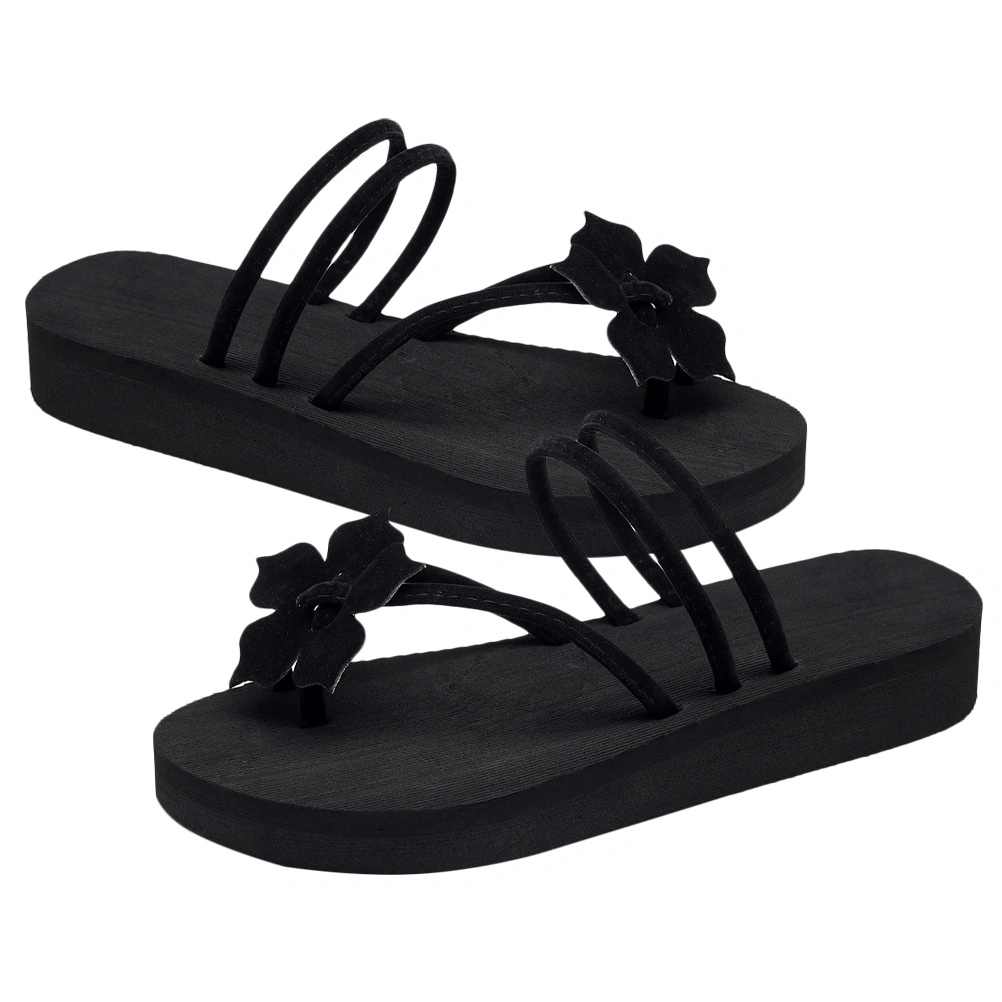 1 Pair Women Summer Beach Slipper Thick Soles Slippers Non-slip Resort Beach Slipper Flops Slipper Summer Shoes (Black 36 22CM, 5US, 2.5UK, 35.5EU, 8.646 Inch)