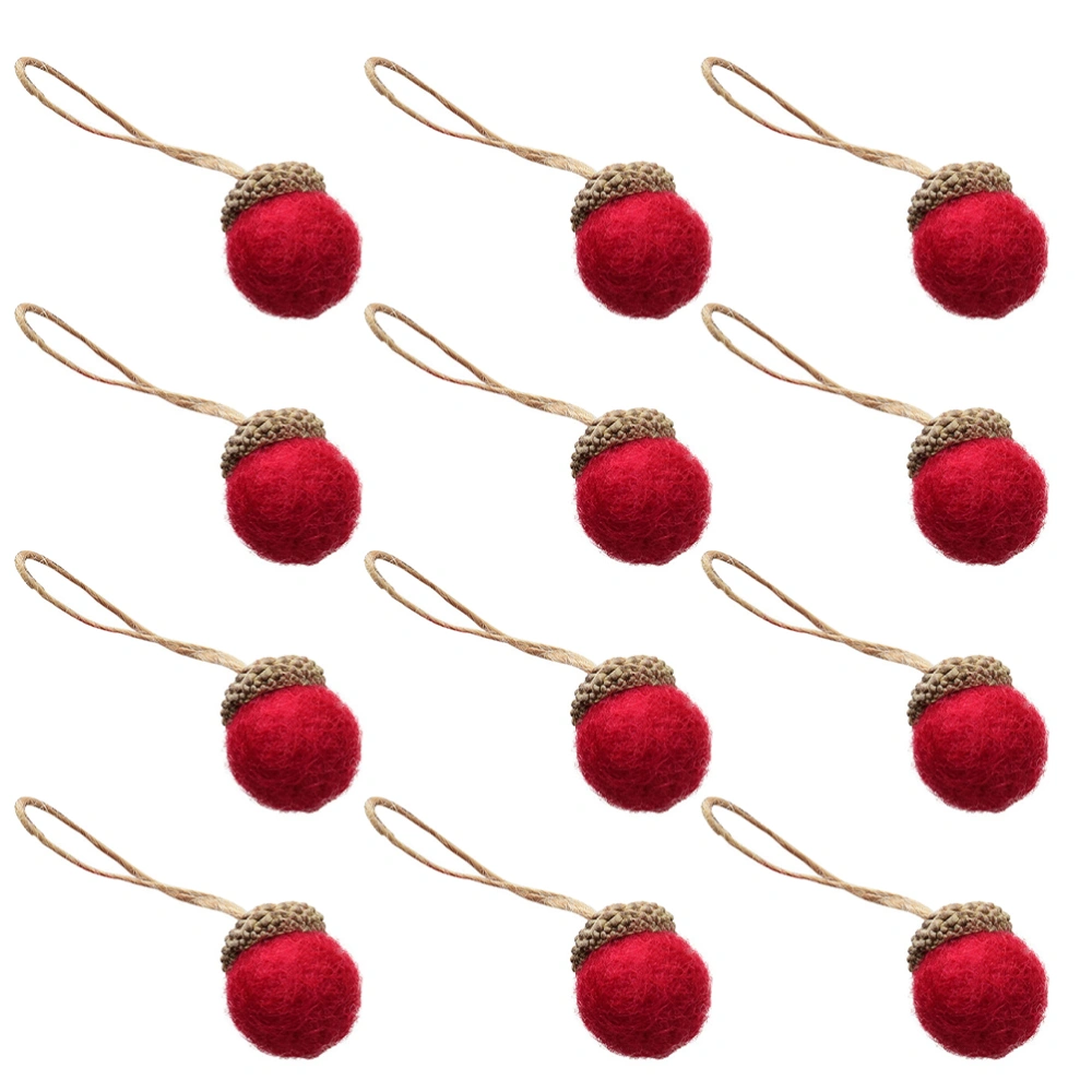 12pcs Pine Cone Shape Christmas Hanging Pendant Christmas Felt Decoration