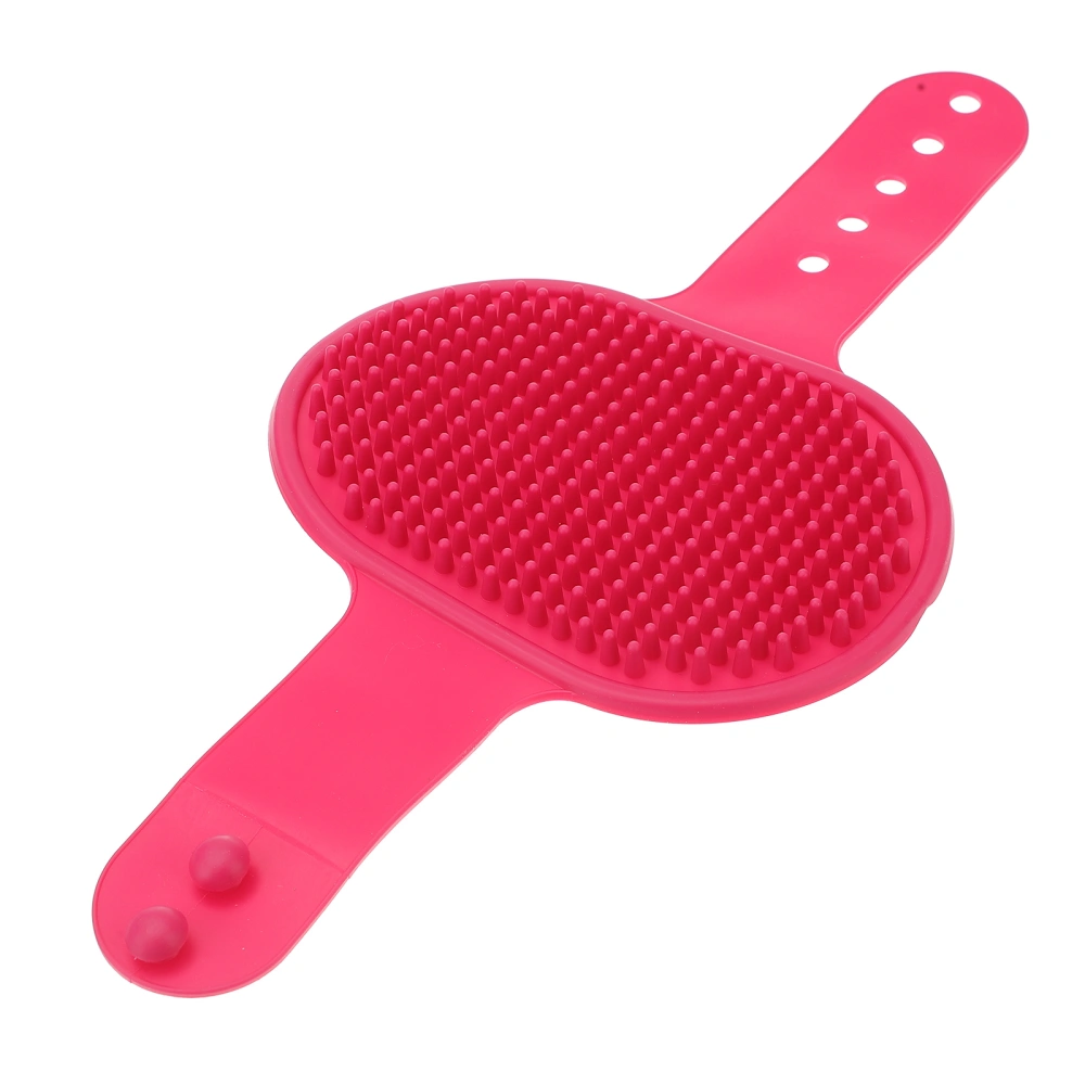 Adjustable Pet Dog Cat Puppy Rubber Bath Palm Brush Hair Grooming Brush Comb Massage Scrubber (Rose Red)