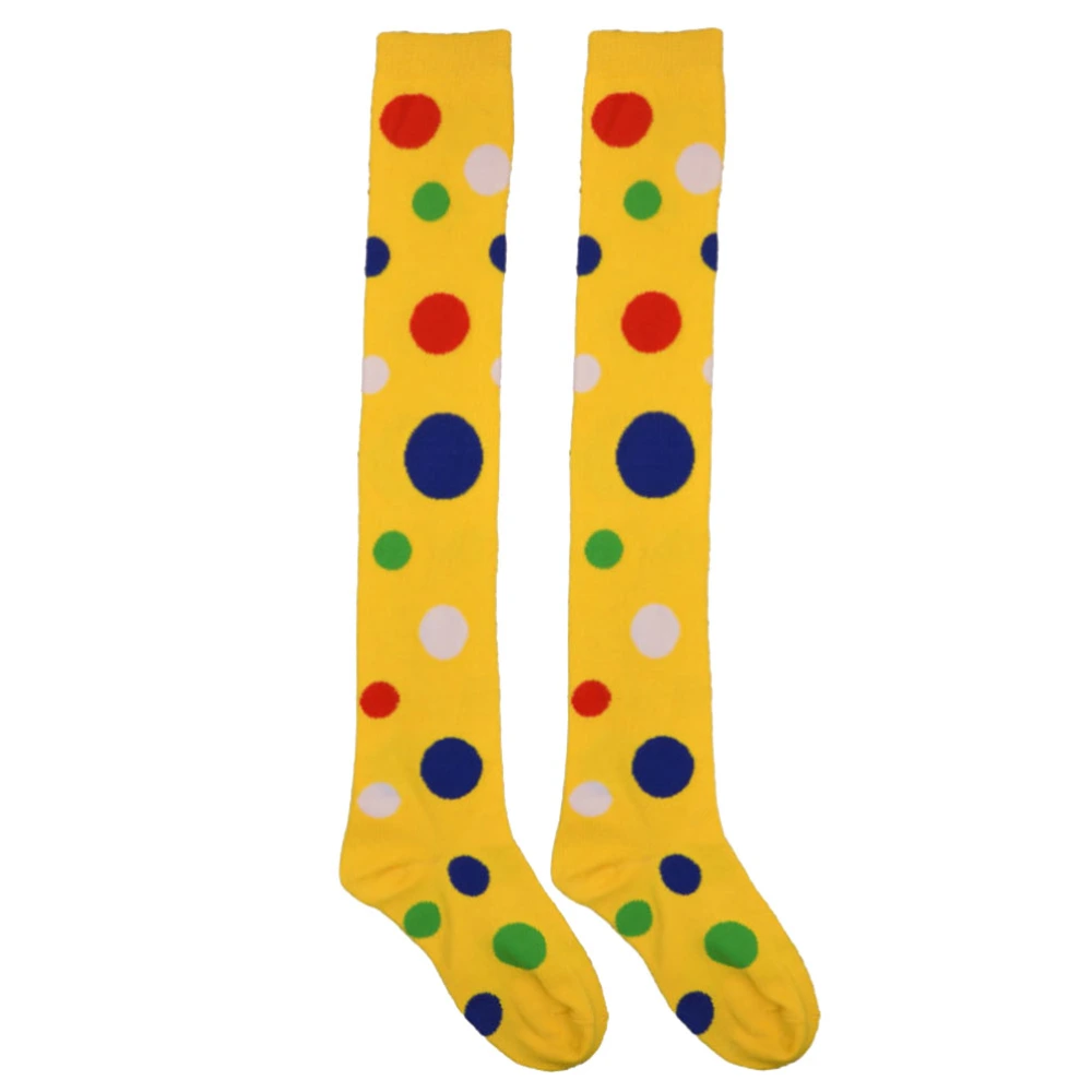 1 Pair Clown Cosplay Stockings Dot Pattern Over The Knee High Socks Long Socks Party Dress Up Performance Dance Socks (Yellow)