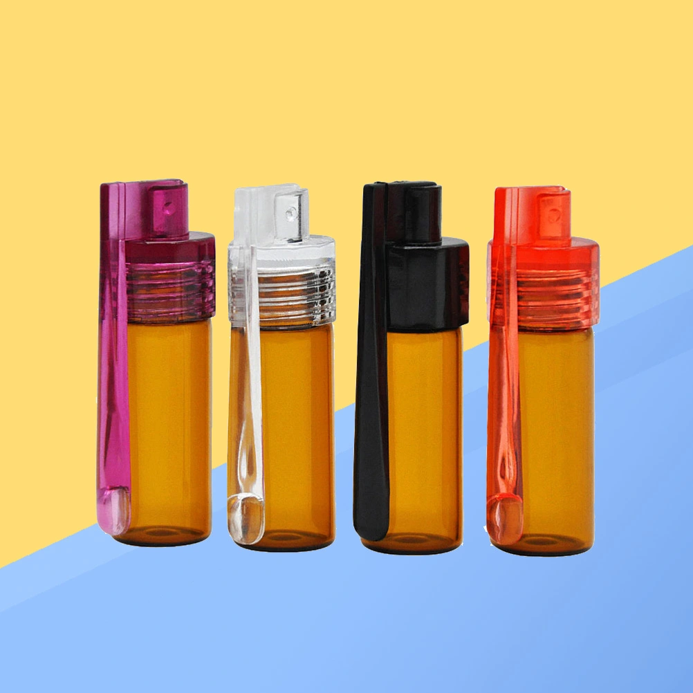 4PCS 51mm Portable Travel Bottle Pill Dispensers Glass Bottles Countertop Pill Containers (Random Color)