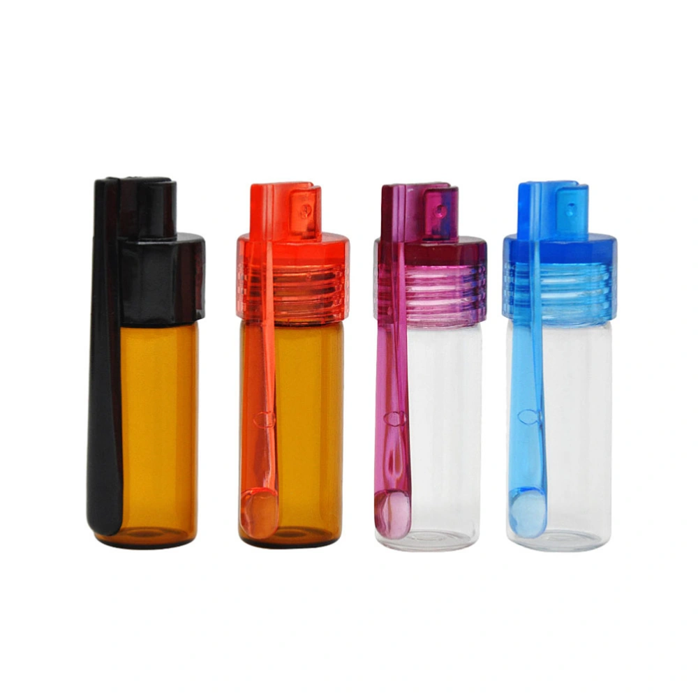 4PCS 51mm Portable Travel Bottle Pill Dispensers Glass Bottles Countertop Pill Containers (Random Color)