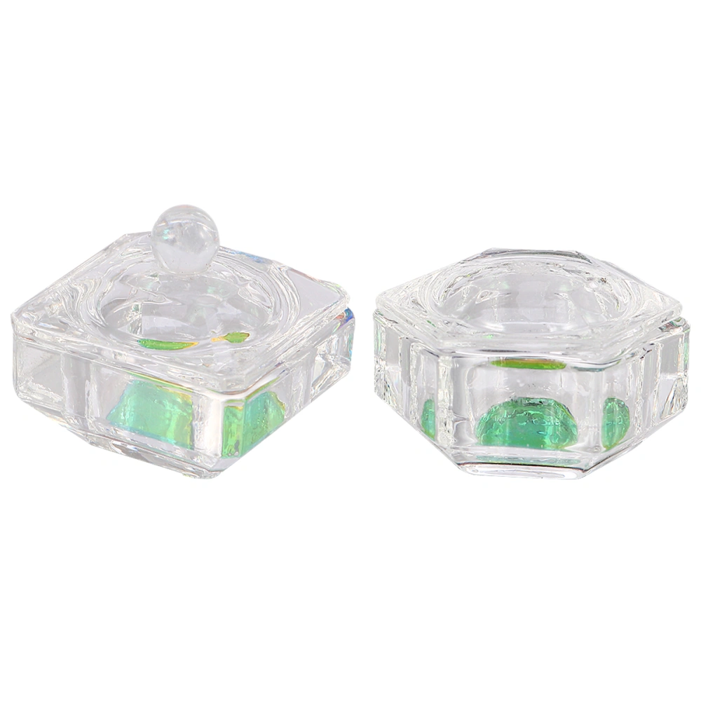 2pcs Nail Art Glass Crystal Cups Clear Manicures Liquid Powder Glass Crystal Cup