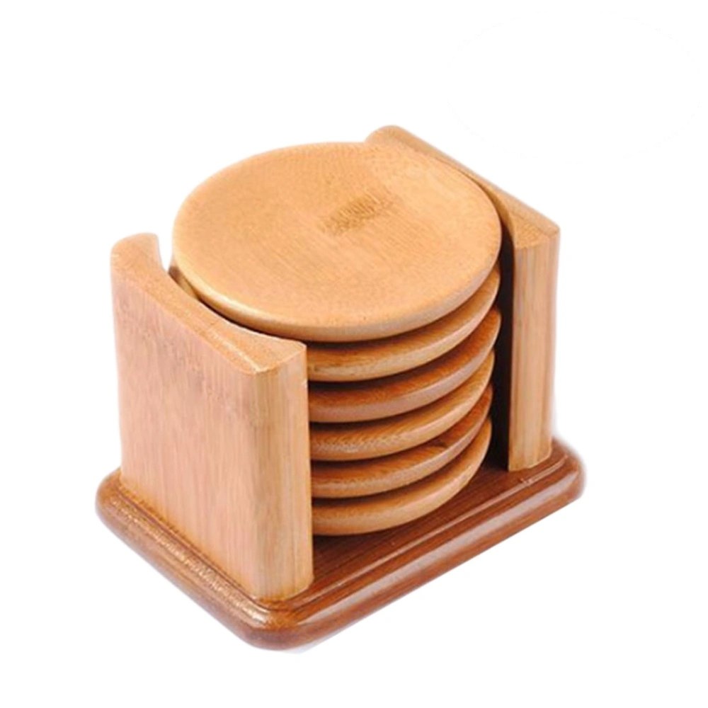 6 Pcs Round Table Bamboo Drink Coasters Heat Resistant Mats Durable Pot holder for Table Pots Pans & Teapots