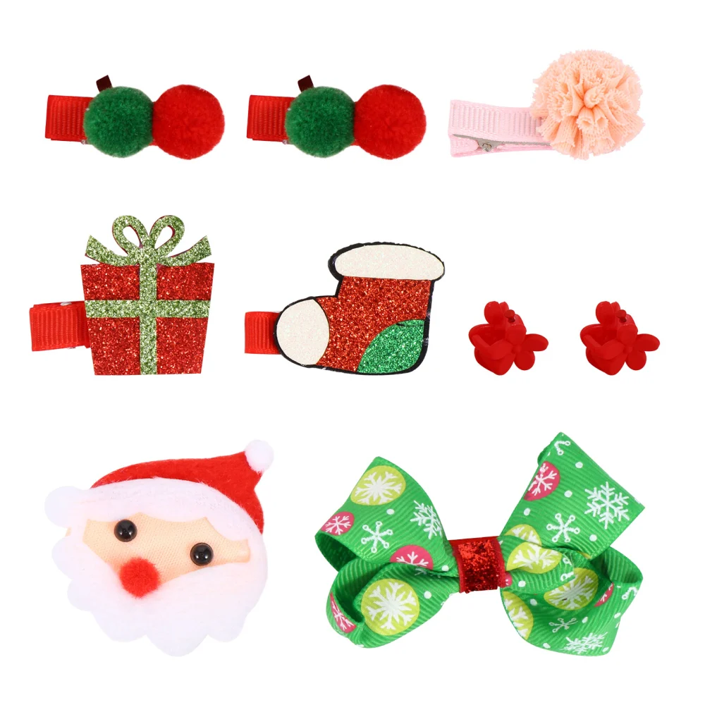 9Pcs Christmas Hair Tie Lovely Hair Rope Girl Xmas Hair Clips