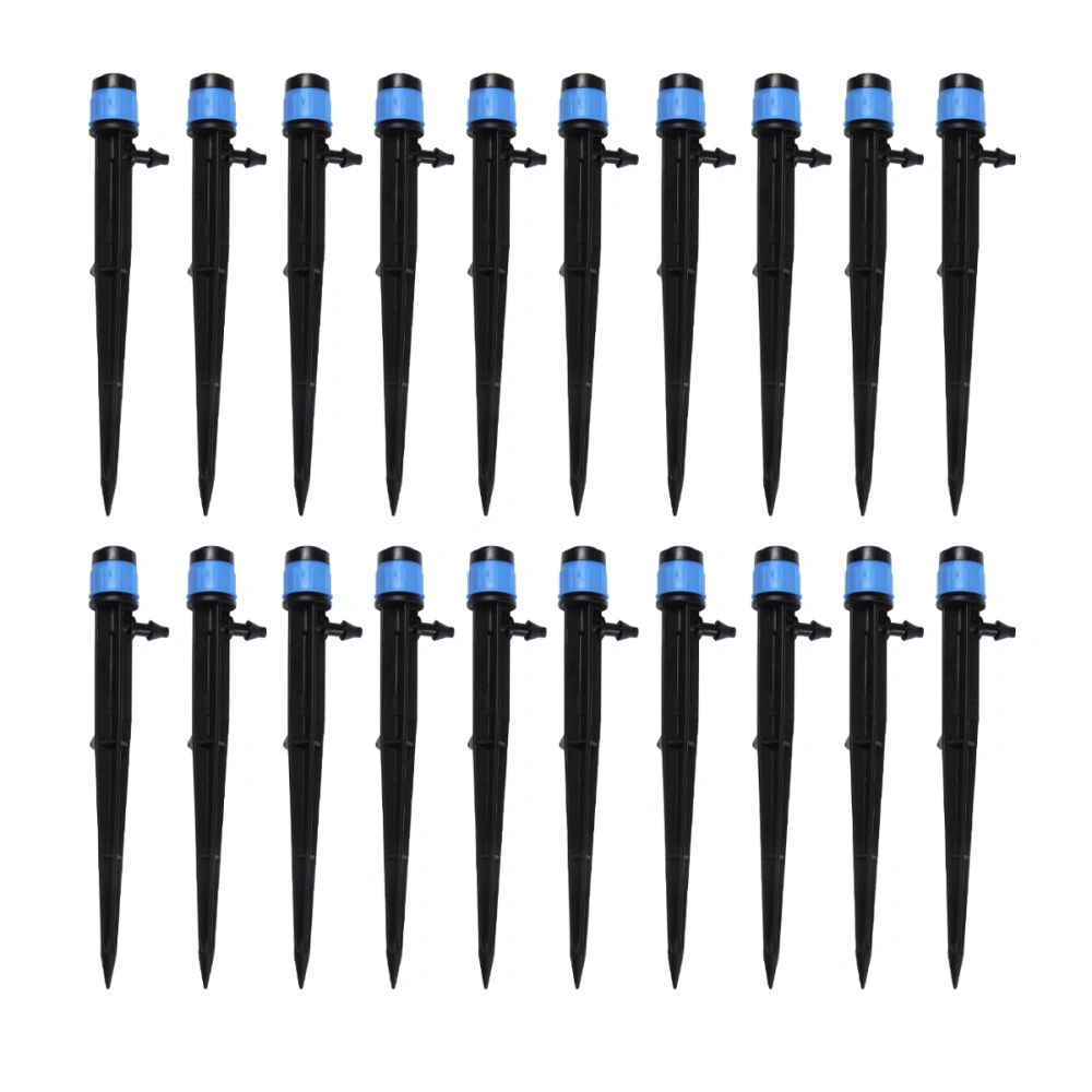 50pcs 13cm Drip Irrigation Adjustable Sprinkler Spray Garden Plants Watering Nozzle 360 Degree Drippers Maintenance Equipment (Blue Hat)