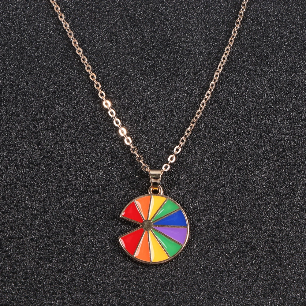 Rainbow Necklace Sweet Lovely Neck Chain Temperamental Necklace for Woman (Colorful, Rainbow Style)