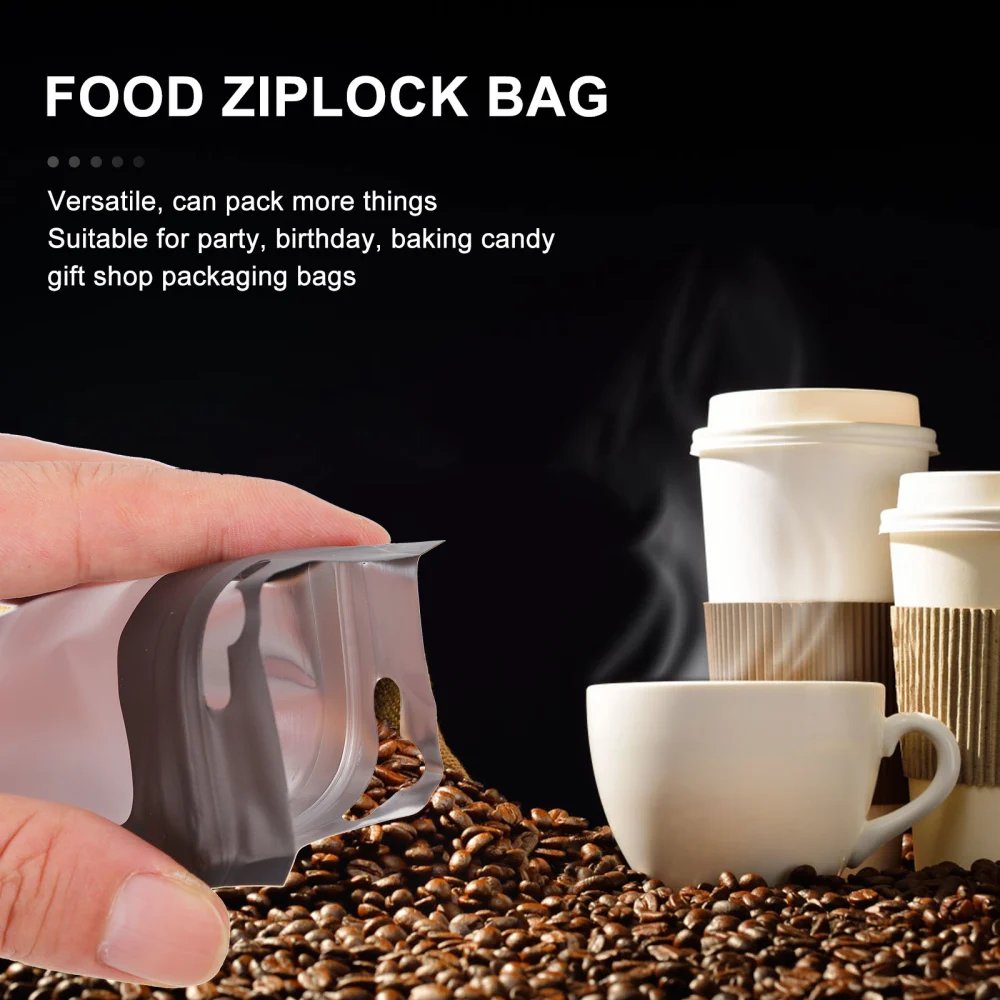 100Pcs Coffee Bean Food Bags Self-adhesive Bags Clear Food Storage Bags