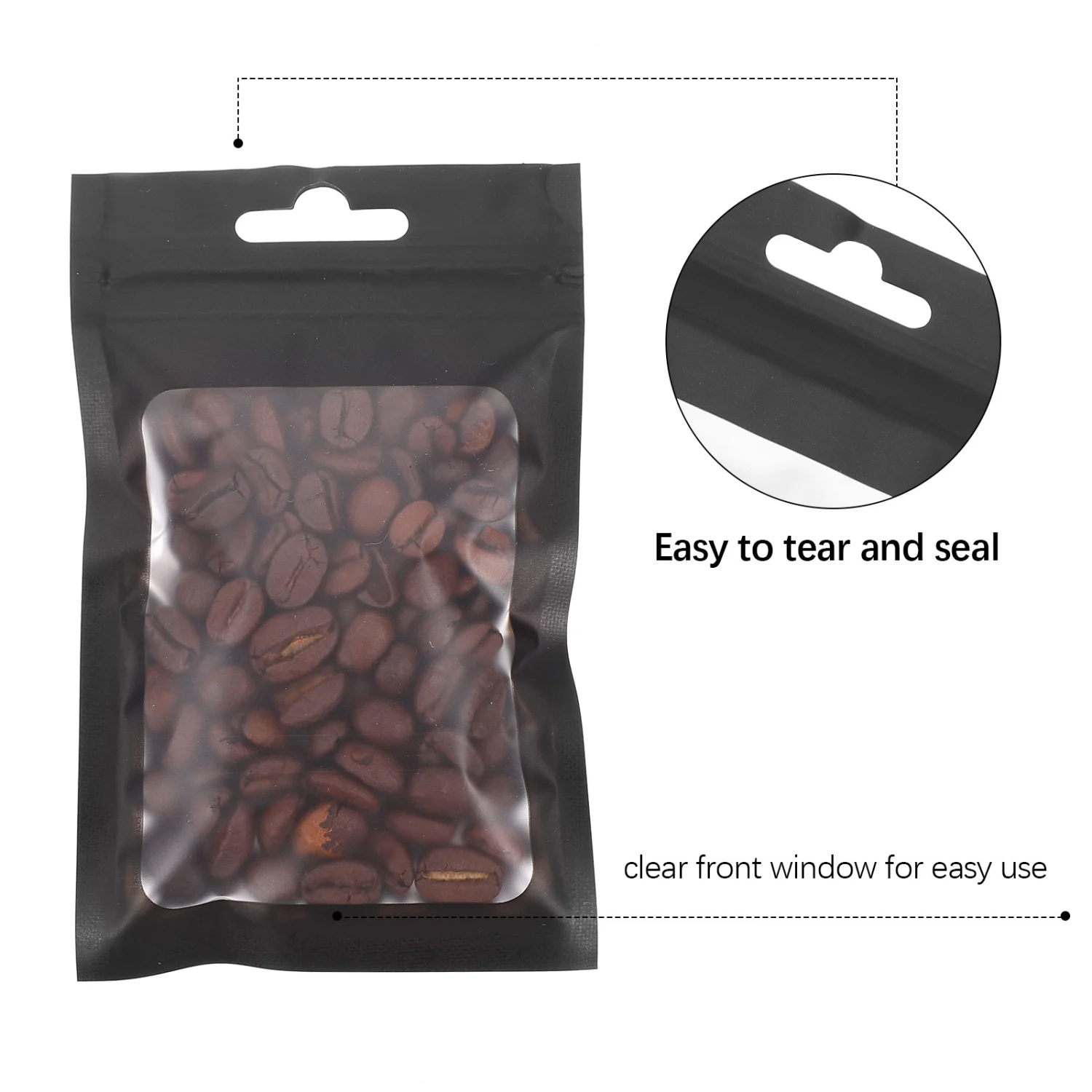 100Pcs Coffee Bean Food Bags Self-adhesive Bags Clear Food Storage Bags