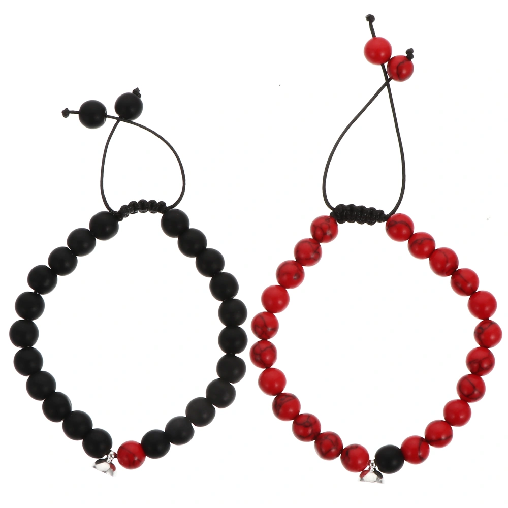 1 Pair Volcanic Magnetic Bracelet Hand Chain Hand Jewelry (Black, Red)