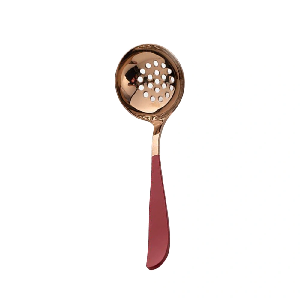 Multifunction Hot Pot Scoop Stainless Steel Colander Soup Spoon Serving Ladle Strainer Scoop for Home Restaurant (Red)