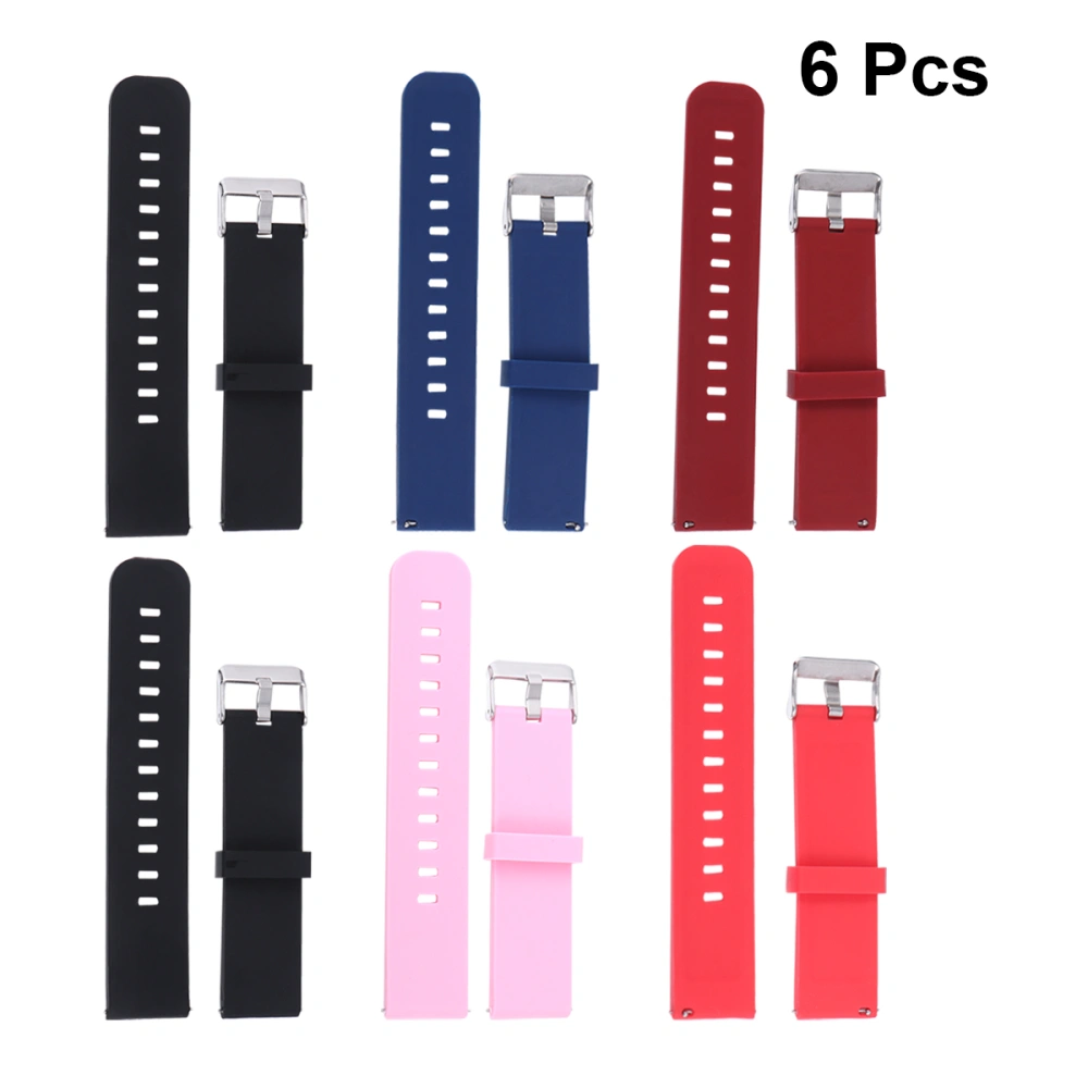 6pcs 22mm Silicone Watchband Wrist Band Strap Replacement Compatible for Smart Watch