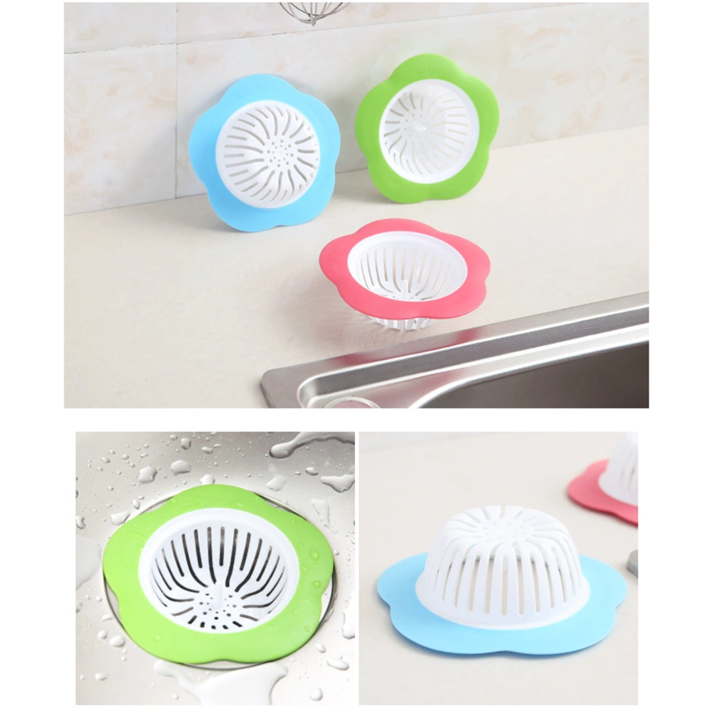 Kitchen Sink Strainer Silicone Durable Drain Strainer Sink Drain Cover with Flower Shape Hair Catcher for Kitchen Bathroom (Random Color)