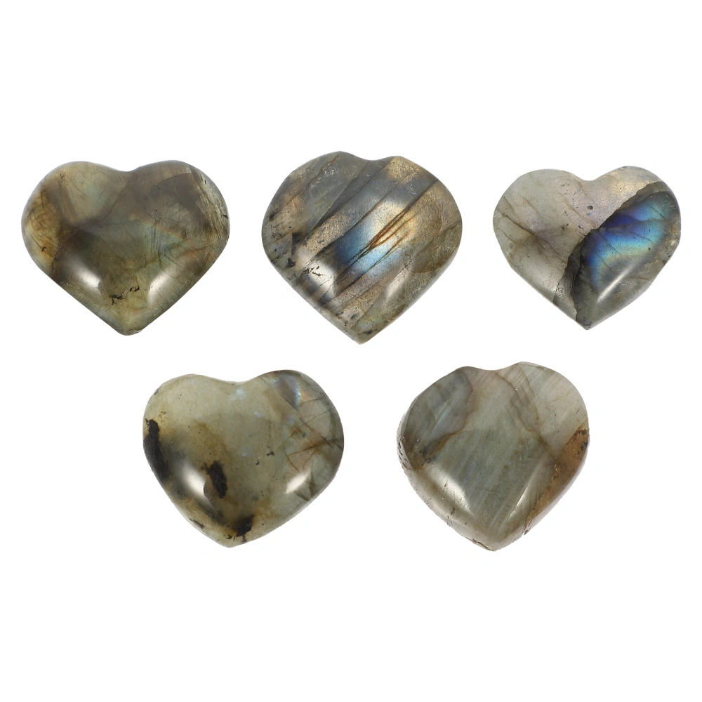 5Pcs Miniature Natural Crystal Stone Home Heart Shaped Adorn Collective Stone