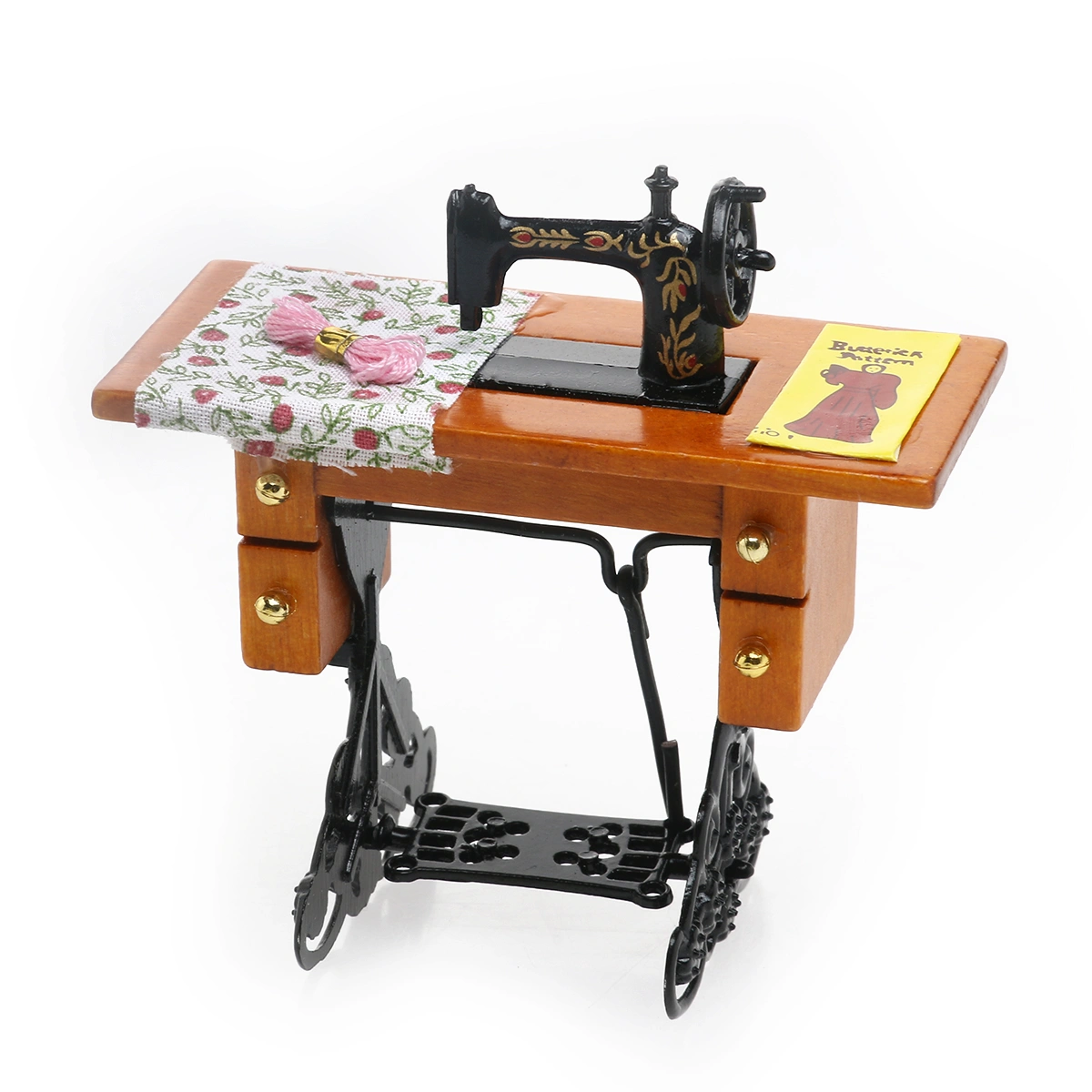 Vintage 1/12 mini house Miniature Decorative Sewing Machine with Cloth Scissors