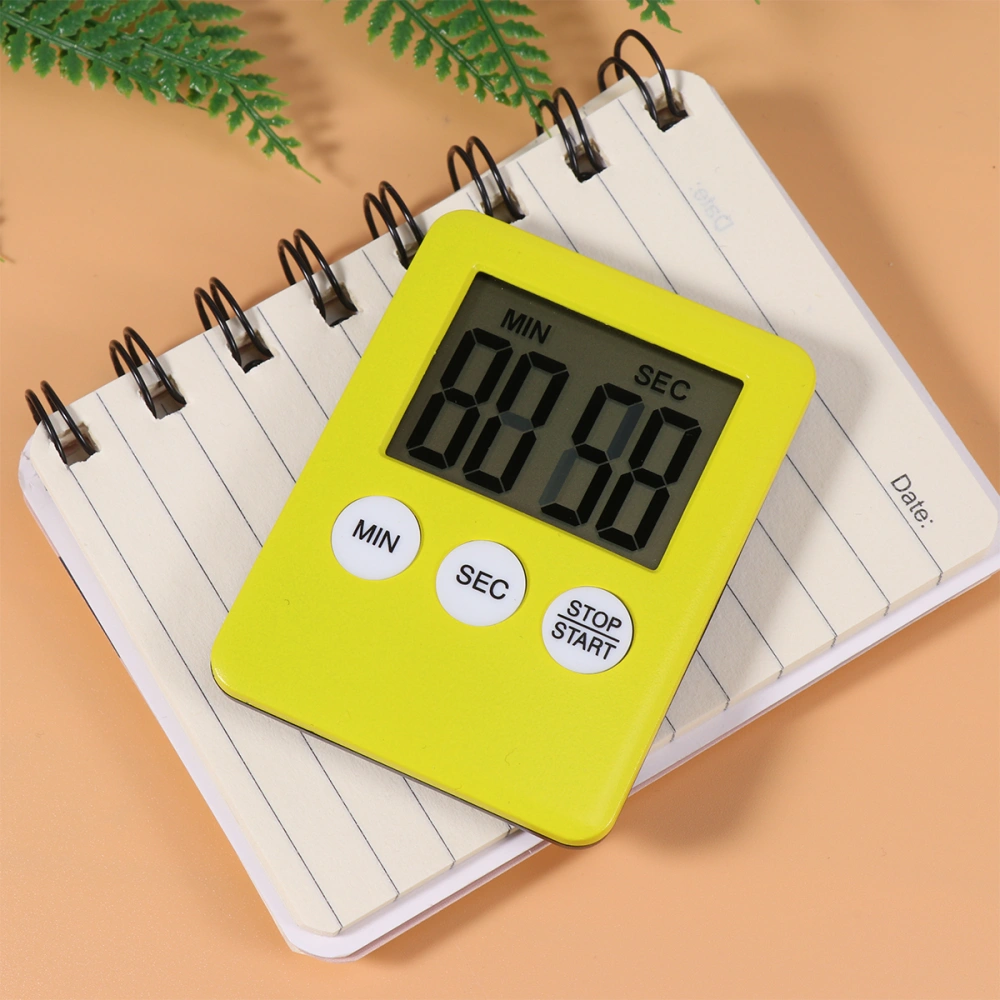 2 Pcs Simplicity Timers Portable Student Digital Training Timer Home Kitchen Baking Cooking Time Recorders (Yellow)